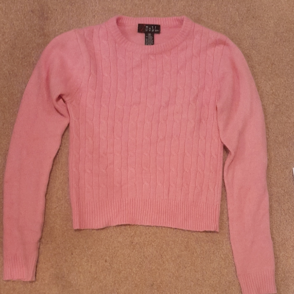 Lovely Soft iDoll Pink Crew Neck Sweater, Girls Size M